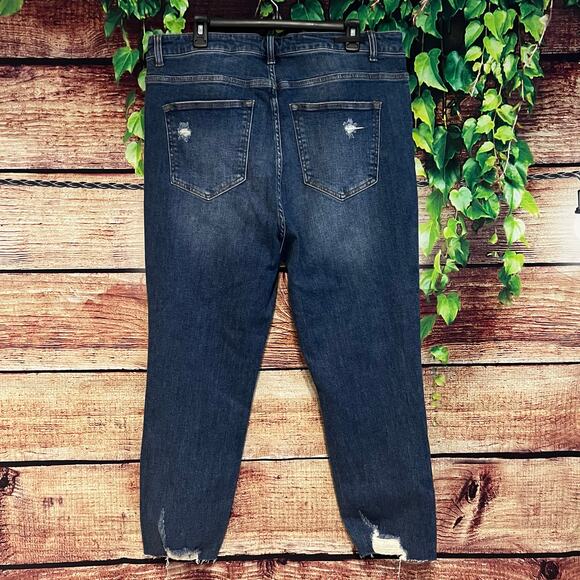 Risen Jeans Womens 2XL XXL Blue Stretch Hi-Rise Distressed Denim Pants Skinny - Picture 2 of 3